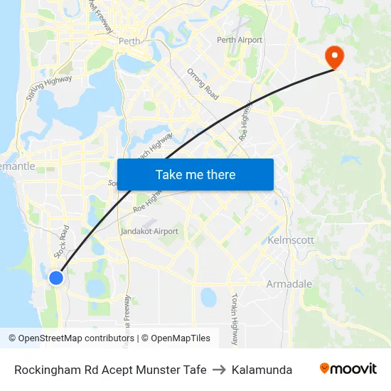 Rockingham Rd Acept Munster Tafe to Kalamunda map