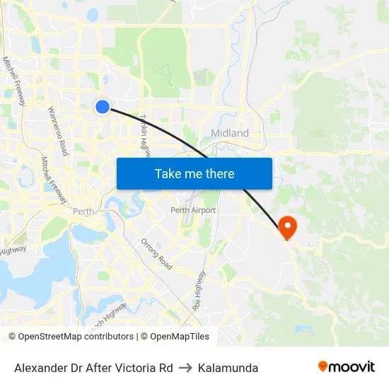 Alexander Dr After Victoria Rd to Kalamunda map