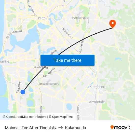 Mainsail Tce After Tindal Av to Kalamunda map
