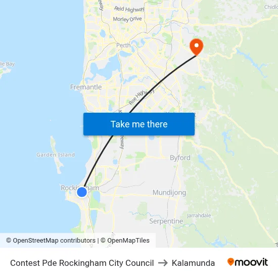 Contest Pde Rockingham City Council to Kalamunda map