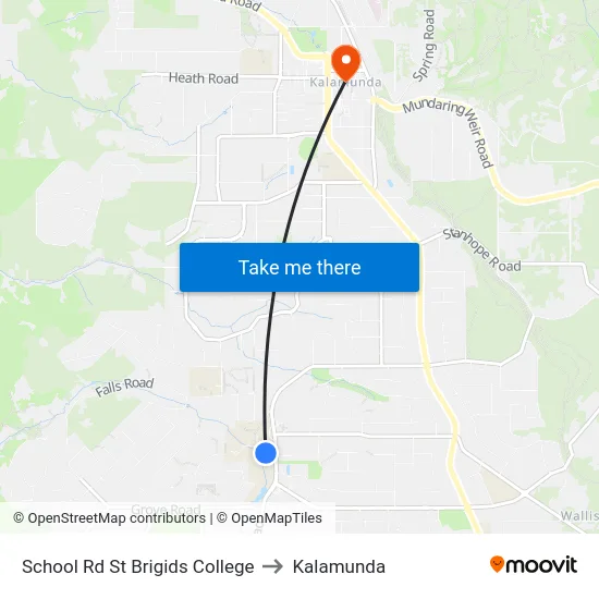 School Rd St Brigids College to Kalamunda map