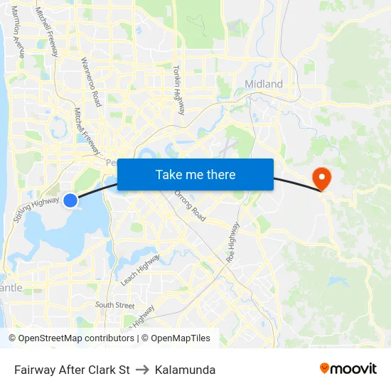 Fairway   After Clark St to Kalamunda map