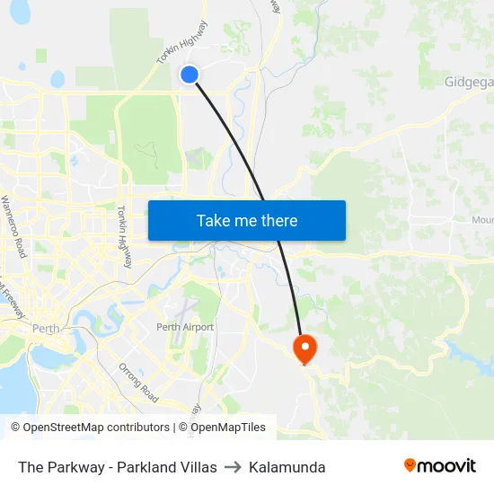 The Parkway   - Parkland Villas to Kalamunda map