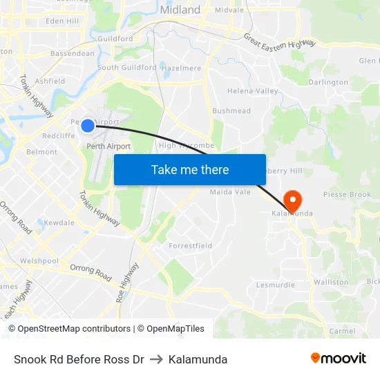 Snook Rd Before Ross Dr to Kalamunda map