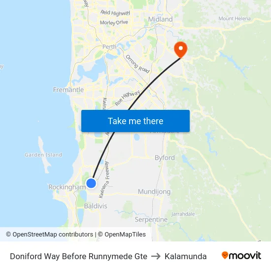 Doniford Way Before Runnymede Gte to Kalamunda map