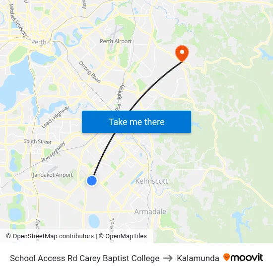 School Access Rd Carey Baptist College to Kalamunda map