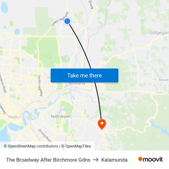 The Broadway   After Birchmore Gdns to Kalamunda map