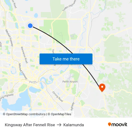 Kingsway   After Fennell Rise to Kalamunda map