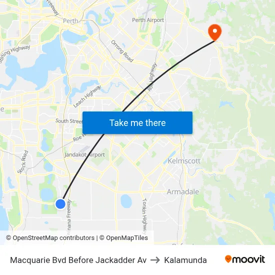 Macquarie Bvd Before Jackadder Av to Kalamunda map