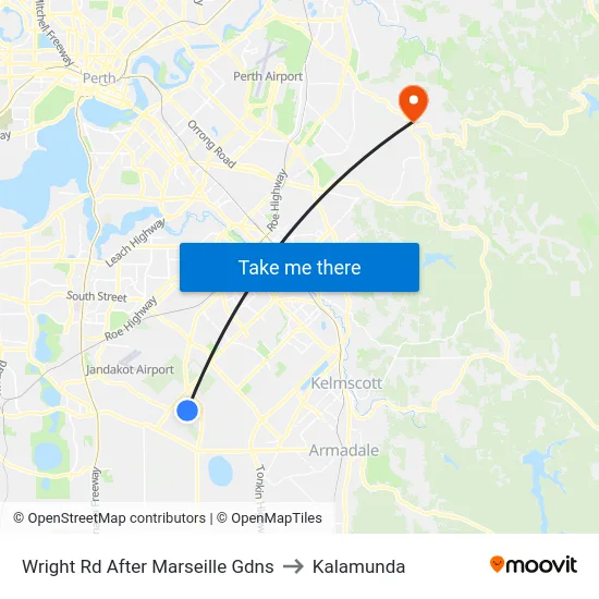 Wright Rd After Marseille Gdns to Kalamunda map
