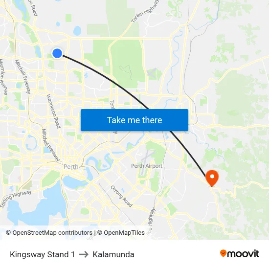 Kingsway   Stand 1 to Kalamunda map