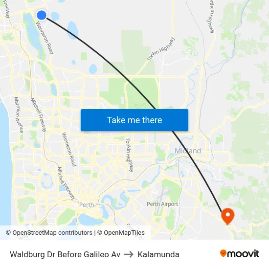 Waldburg Dr Before Galileo Av to Kalamunda map