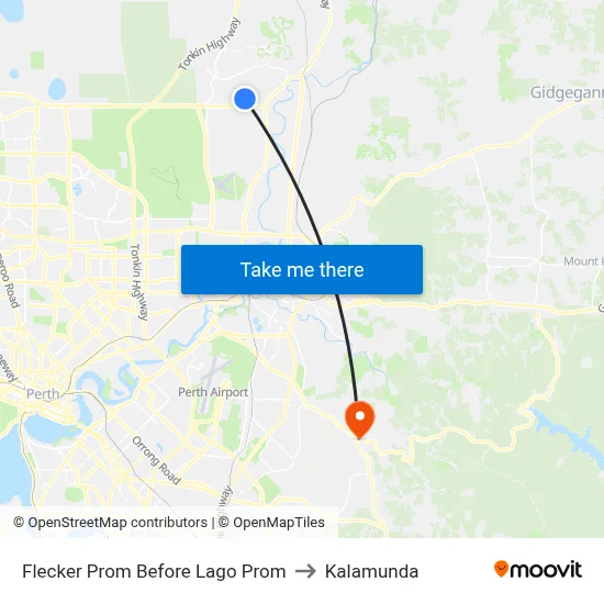 Flecker Prom Before Lago Prom to Kalamunda map