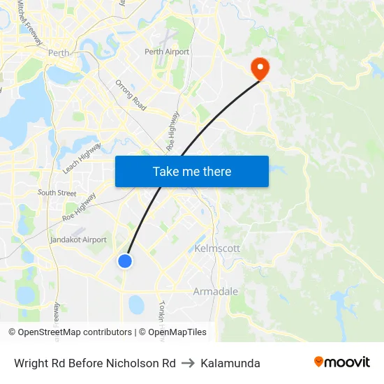 Wright Rd Before Nicholson Rd to Kalamunda map
