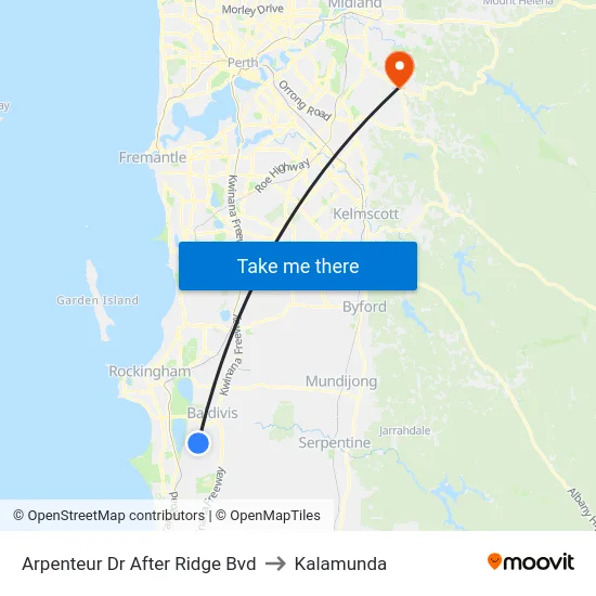 Arpenteur Dr After Ridge Bvd to Kalamunda map