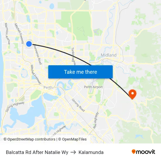 Balcatta Rd After Natalie Wy to Kalamunda map