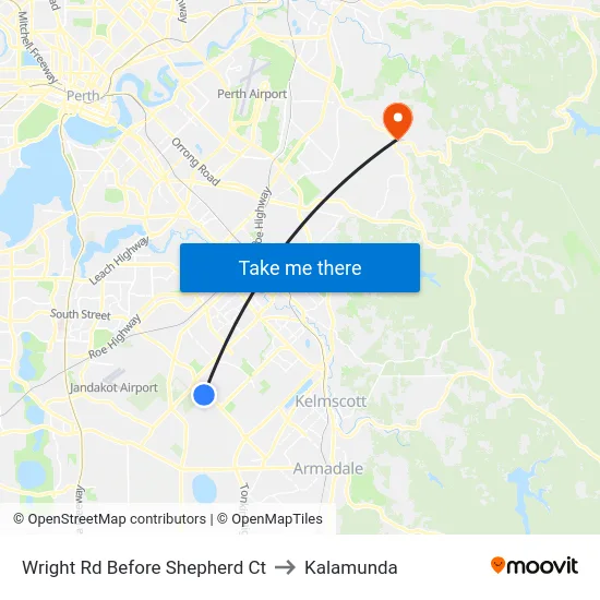 Wright Rd Before Shepherd Ct to Kalamunda map