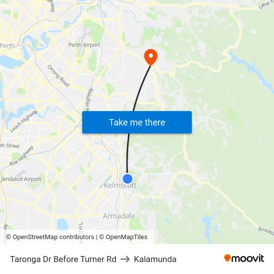 Taronga Dr Before Turner Rd to Kalamunda map