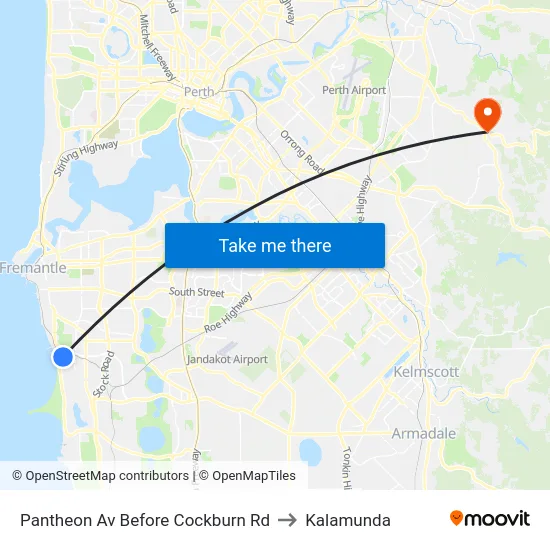 Pantheon Av Before Cockburn Rd to Kalamunda map