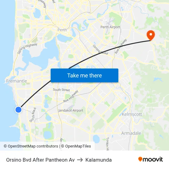 Orsino Bvd After Pantheon Av to Kalamunda map