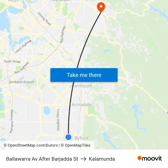 Ballawarra Av After Barjadda St to Kalamunda map