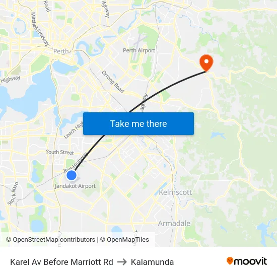 Karel Av Before Marriott Rd to Kalamunda map