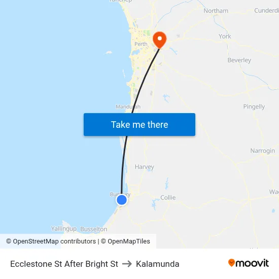 Ecclestone St After Bright St to Kalamunda map