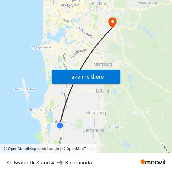 Stillwater Dr Stand 4 to Kalamunda map