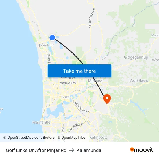 Golf Links Dr After Pinjar Rd to Kalamunda map