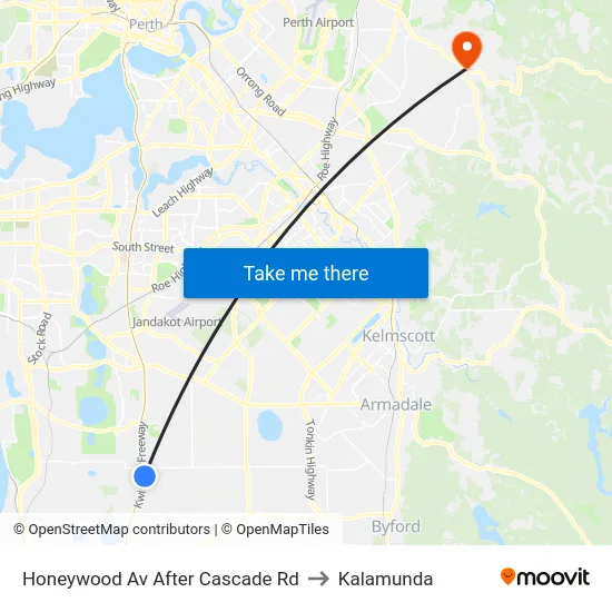 Honeywood Av After Cascade Rd to Kalamunda map