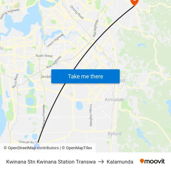 Kwinana Stn Kwinana Station Transwa to Kalamunda map