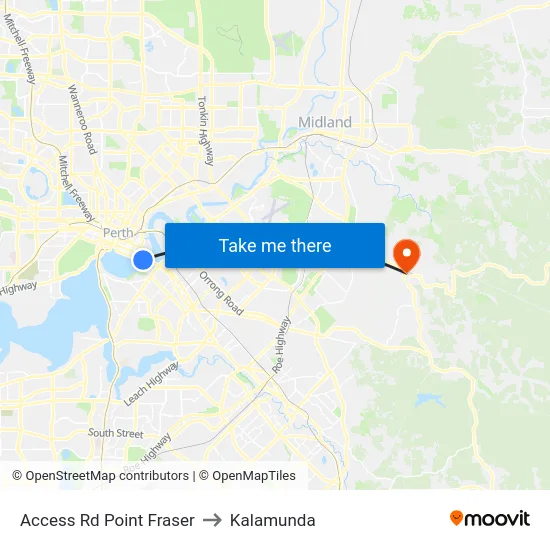Access Rd Point Fraser to Kalamunda map