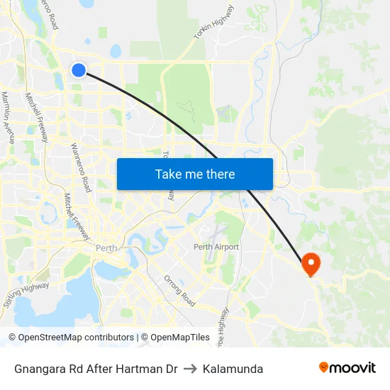 Gnangara Rd After Hartman Dr to Kalamunda map