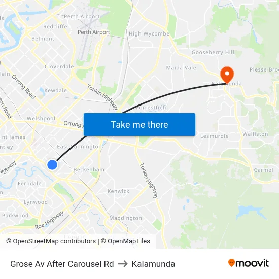 Grose Av After Carousel Rd to Kalamunda map