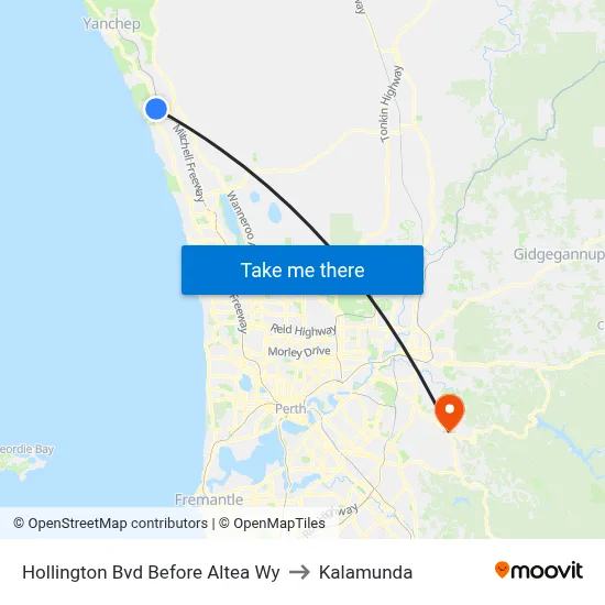 Hollington Bvd Before Altea Wy to Kalamunda map