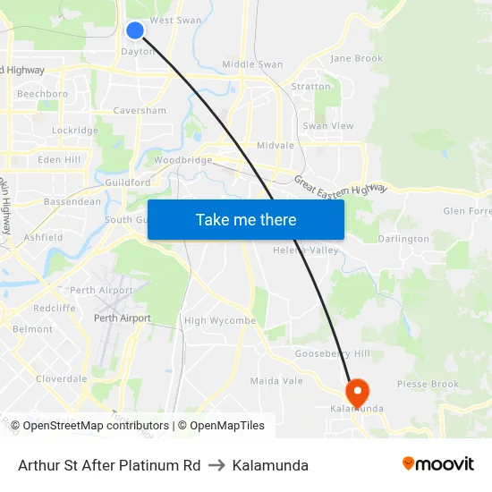 Arthur St After Platinum Rd to Kalamunda map