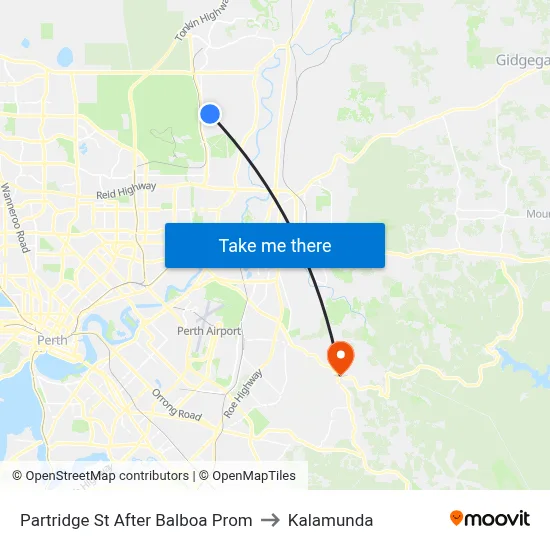 Partridge St After Balboa Prom to Kalamunda map