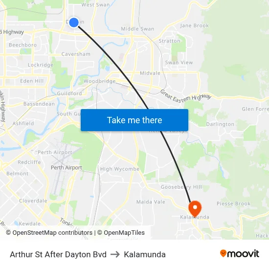 Arthur St After Dayton Bvd to Kalamunda map