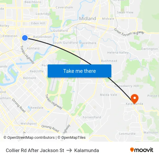 Collier Rd After Jackson St to Kalamunda map