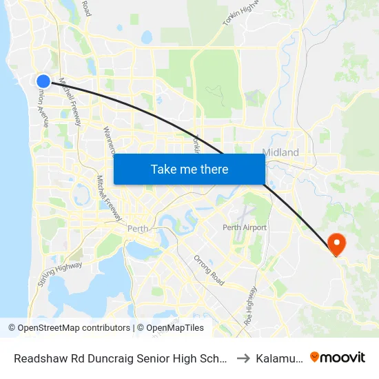 Readshaw Rd Duncraig Senior High School Stand 4 to Kalamunda map