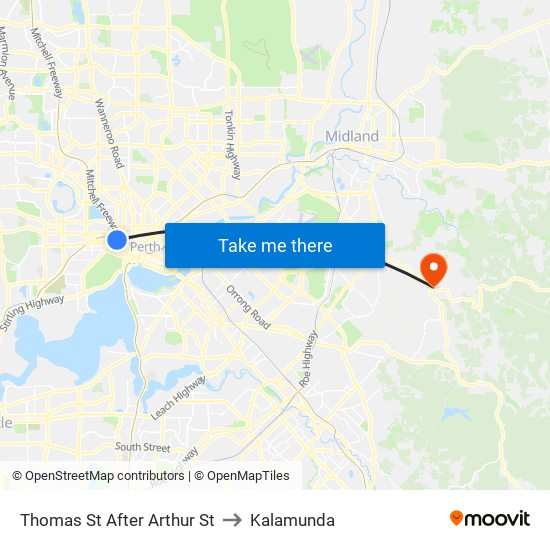 Thomas St After Arthur St to Kalamunda map