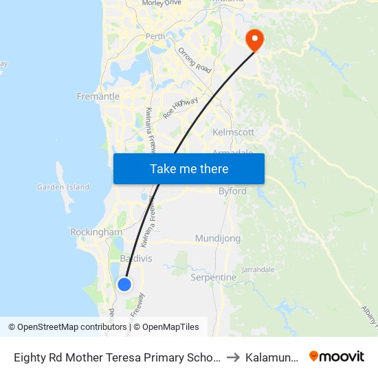 Eighty Rd Mother Teresa Primary School to Kalamunda map