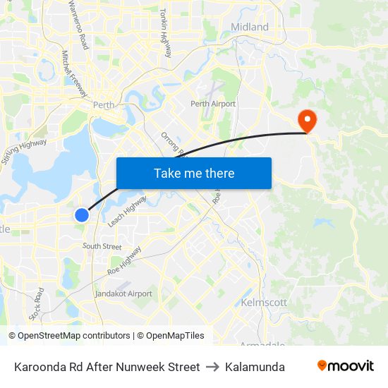 Karoonda Rd After Nunweek Street to Kalamunda map