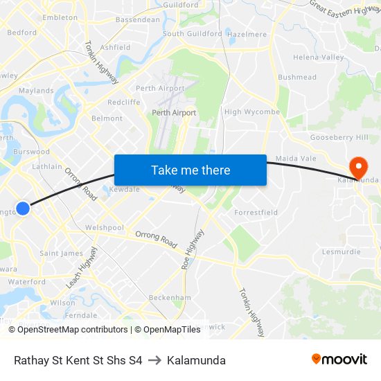 Rathay St Kent St Shs S4 to Kalamunda map