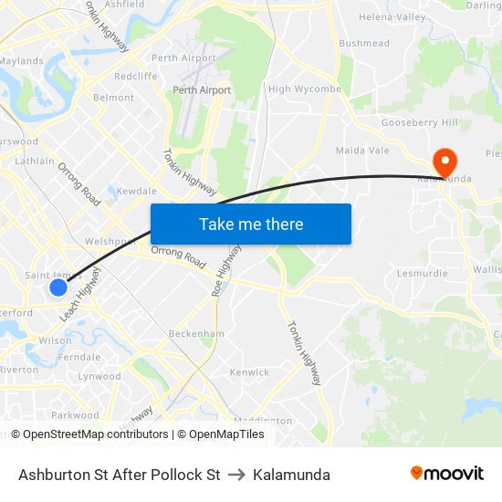 Ashburton St After Pollock St to Kalamunda map