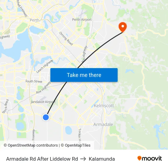 Armadale Rd After Liddelow Rd to Kalamunda map