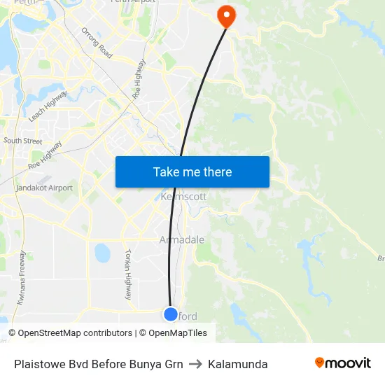 Plaistowe Bvd Before Bunya Grn to Kalamunda map