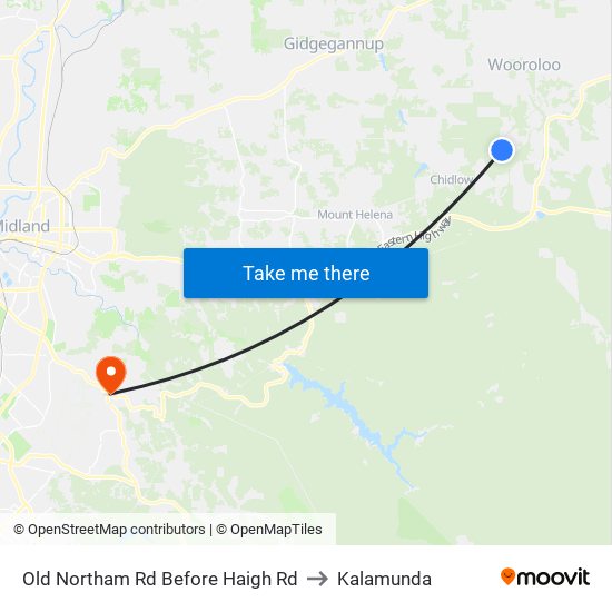 Old Northam Rd Before Haigh Rd to Kalamunda map