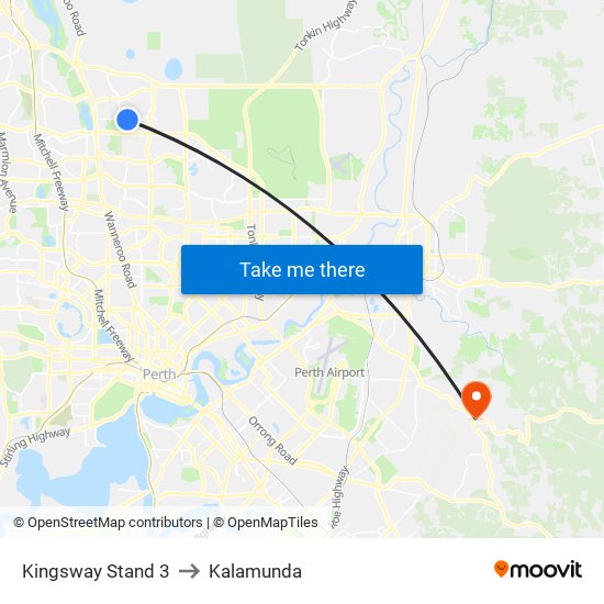 Kingsway   Stand 3 to Kalamunda map