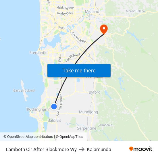 Lambeth Cir After Blackmore Wy to Kalamunda map